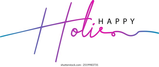 Happy Holi Greeting with Creative Holi Typography, Happy Holi gradient text vector, Holi text