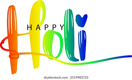 Saudação Holi Feliz com Tipografia Holi Criativa, vetor de texto gradiente Holi Feliz, texto Holi