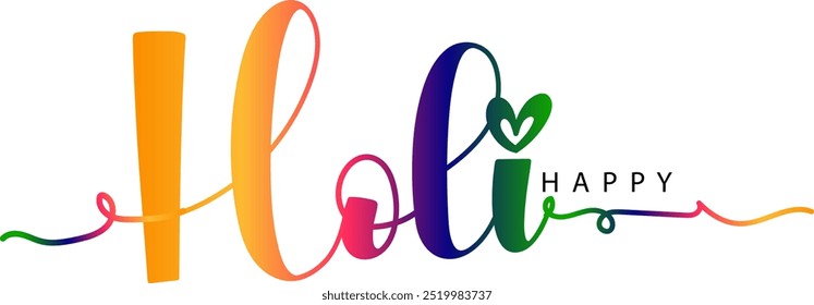 Happy Holi Greeting with Creative Holi Typography, Happy Holi gradient text vector, Holi text