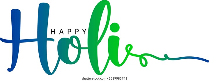 Feliz saludo de Holi con tipografía creativa de Holi, Vector de texto de gradiente de Holi feliz, texto de Holi