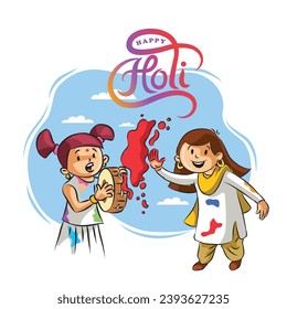happy Holi Greeting Design with vector illustration.