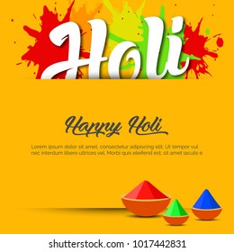 Happy Holi greeting vector background,