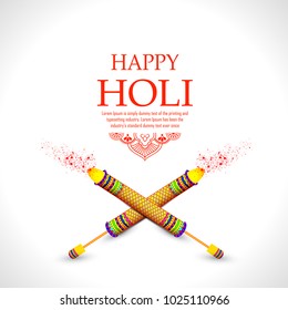Happy Holi greeting vector background concept design element.