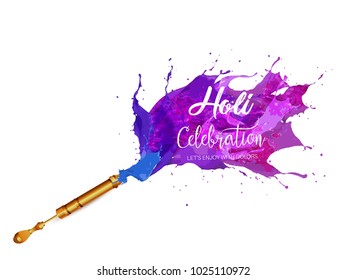 Happy Holi greeting vector background concept design element.