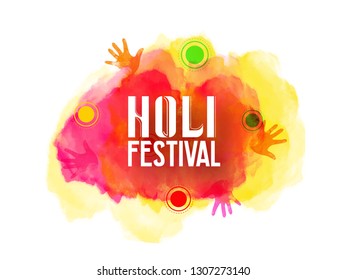 Happy Holi greeting vector background concept design element with hindi calligraphy (holi hai)