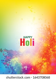 Happy Holi greeting vector background concept design element with colorful Holi text. 