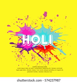 Happy Holi greeting vector background concept design element.