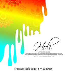 Happy Holi greeting vector background concept design element.