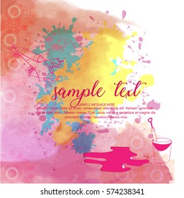 Happy Holi greeting vector background concept design element.