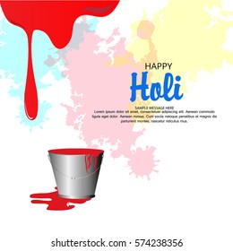 Happy Holi greeting vector background concept design element.