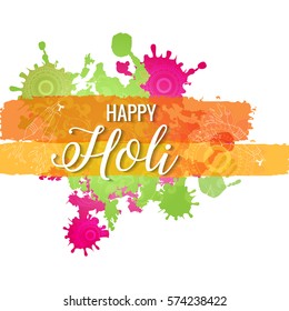Happy Holi greeting vector background concept design element.