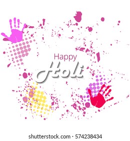 Happy Holi greeting vector background concept design element.