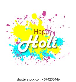 Happy Holi greeting vector background concept design element.