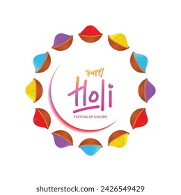 Happy holi hand drawn colorful abstract frame background Vector Design