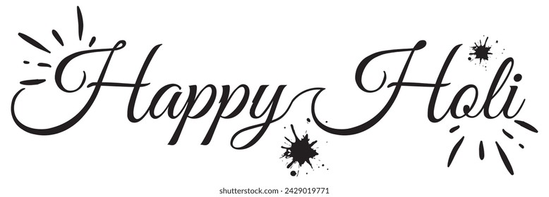 Happy Holi Hand Lettering Inscription for Greeting Card. Modern Calligraphy. Vector illustration