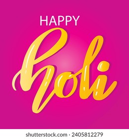 Happy Holi hand lettering text. Vector illustration.
