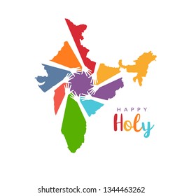 Happy Holi Hands in India Map Logo