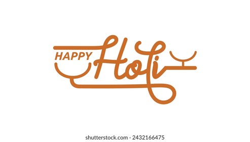 Happy Holi Handwritten text calligraphy Typography vector illustration. Great for celebrating the vibrant festival of Holi with joy and happiness.