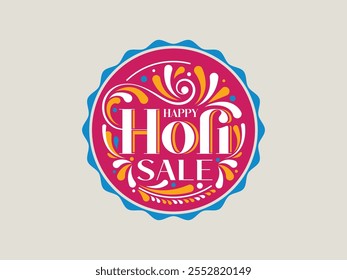 Happy Holi handwritten text.Indian festival of colors theme. Vector illustration Typography flat Logo design