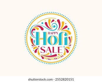 Happy Holi handwritten text.Indian festival of colors theme. Vector illustration Typography flat Logo design