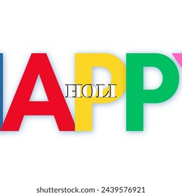 Happy Holi, Hindu festival of colors Simple and minimalist colorful text. 