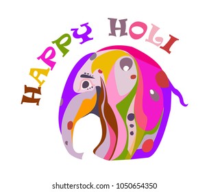 Happy Holi holiday of a decorated elephant