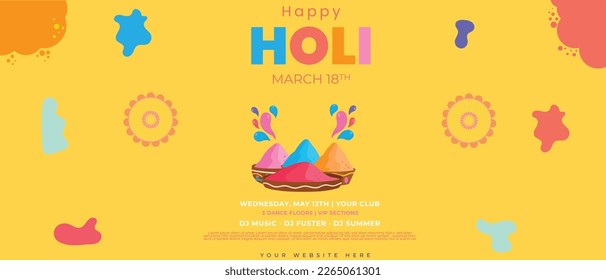 Happy Holi horizontal background template design. color festival of India celebration greetings