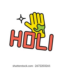 Ícone feliz Holi com fundo branco vetor ilustração stock