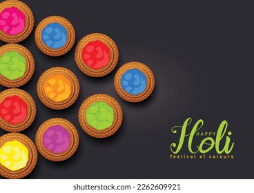 happy Holi. Indian festival with color full pots. abstract vector illustration design.