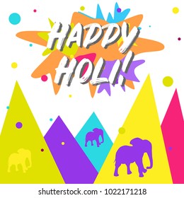 Happy Holi! Indian Festival of Paint. Vector illustration. Greeting card