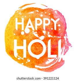 Happy HOLI Indian festival vector illustration. Abstract watercolor and ink splash colorful background. Grunge background for Indian holiday.