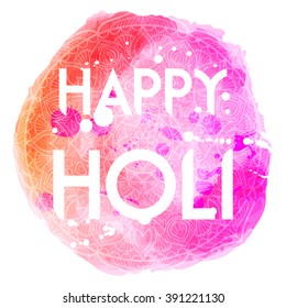 Happy HOLI Indian festival vector illustration. Abstract watercolor and ink splash colorful background. Grunge background for Indian holiday.