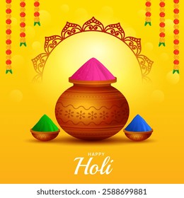 Happy Holi indian fetival of colors celebration Indian Traditional card background. Holi celebration vector illustration design