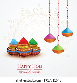 Happy Holi indian hindu festival of colors greeting mandala background with  colorful  yellow, red, blue powder paint  vector banner, poster, creative, flyer  