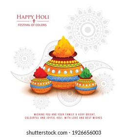 Happy Holi indian hindu festival of colors greeting orange background with colorful green, blue, red powder , banner, poster, creative, flyer
