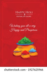 Happy Holi indian hindu festival of colors greeting background with colorful green, blue, red powder , banner, poster, creative, flyer
