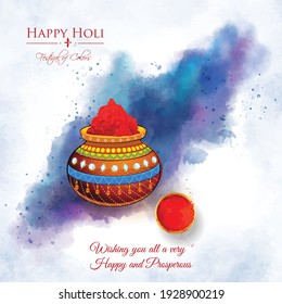 Happy Holi indian hindu festival of colors greeting orange background with colorful blue, red powder , banner, poster, creative, flyer
