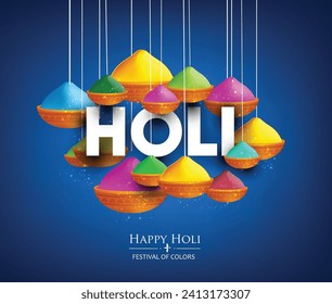 Happy Holi indian hindu festival of colors greeting mandala background with  colorful  yellow, red, blue powder paint  vector banner, poster, creative, flyer  