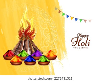 Happy Holi Indian Hindu traditional festival celebration card vector