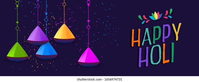 Happy Holi Indian Holiday Banner. Holi Banner Illustration