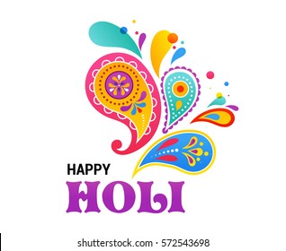 Happy Holi, Indian holiday and festival poster, banner, colorful vector illustration