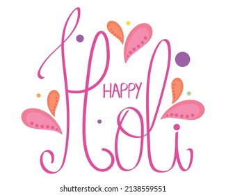 happy holi lettering design on white background