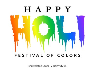 Happy holi lettering with gradient color vector illustration.