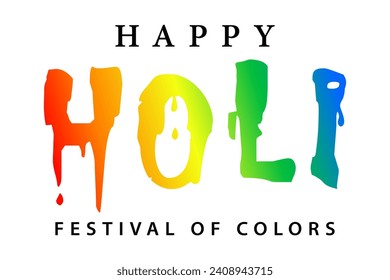Happy holi lettering with gradient color vector illustration.