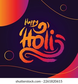 Happy Holi lettering template design for Indian festival. Colorful Holi typography illustration. 