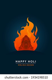Happy Holi Minimal Holika Dahan Poster - Vector