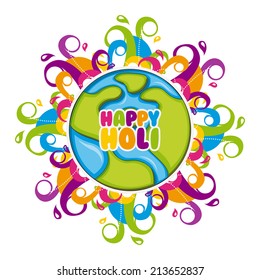 happy Holi over white background vector illustration