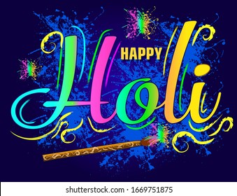 Happy Holi party poster cartoon