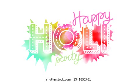 Happy holi party vector banner. Vector greeting card. Party invitation concept