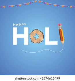 Happy Holi with Pencil Creative Banner Design